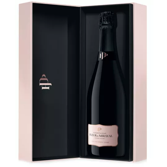 Fleur de Miraval Rosé Champagne bottle, pale pink, front view