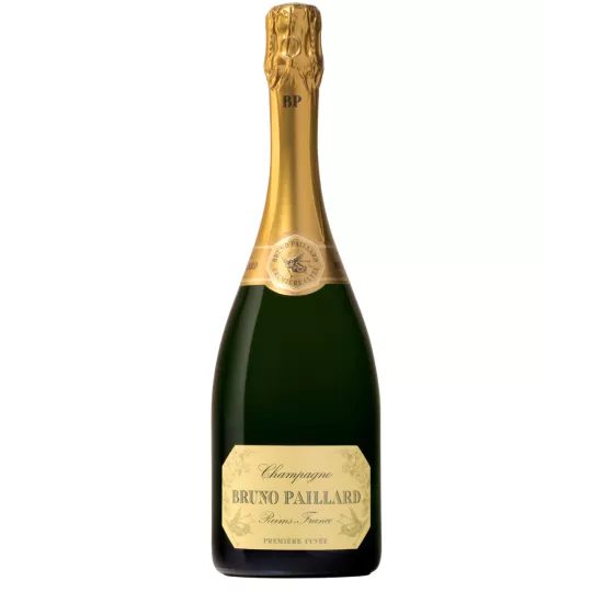 Bottle of Champagne Bruno Paillard Brut Première Cuvée, front view, gold label